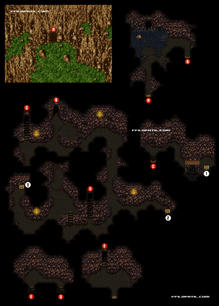 サウスフィガロの洞窟 マップ画像：ファイナルファンタジー6 攻略