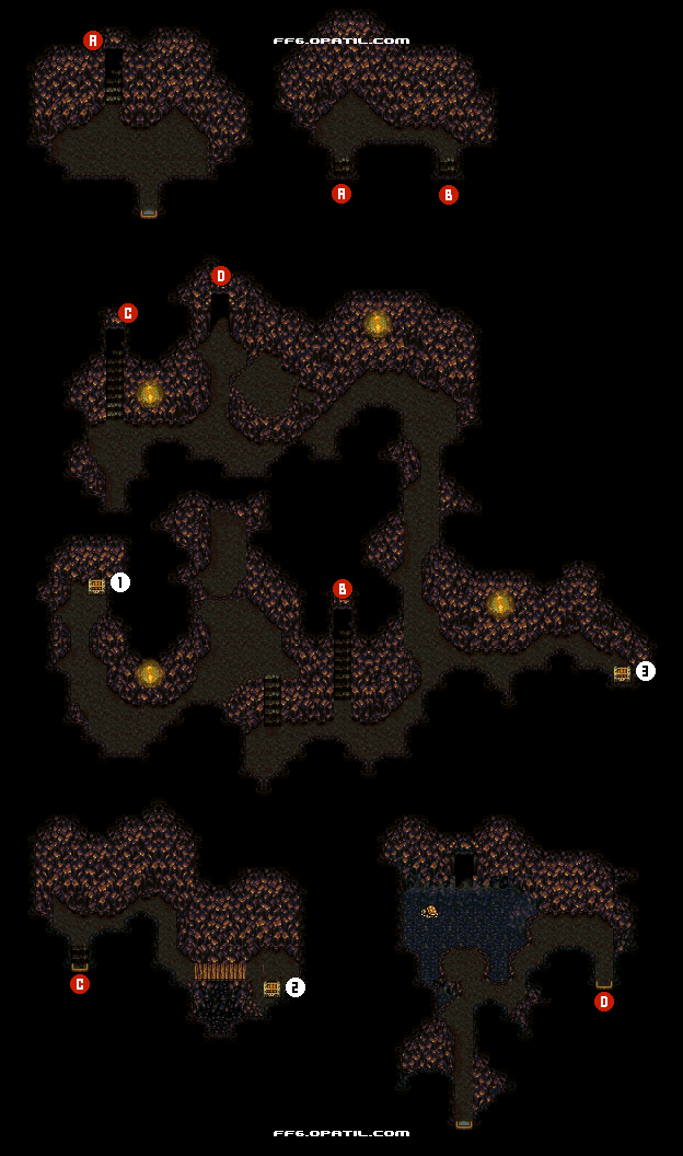 サウスフィガロの洞窟（2回目） マップ画像：ファイナルファンタジー6 攻略