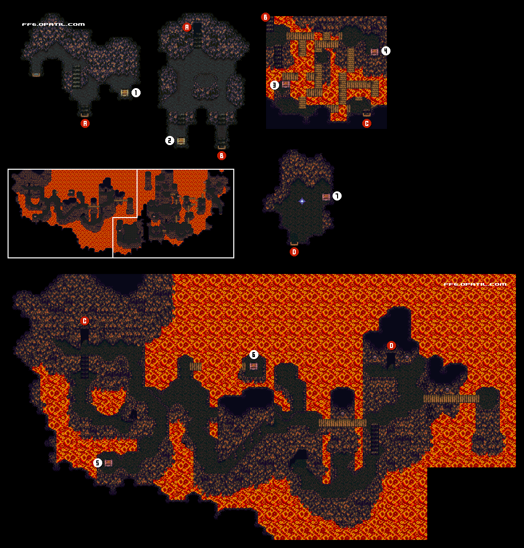 封魔壁への洞窟 マップ画像：ファイナルファンタジー6 攻略