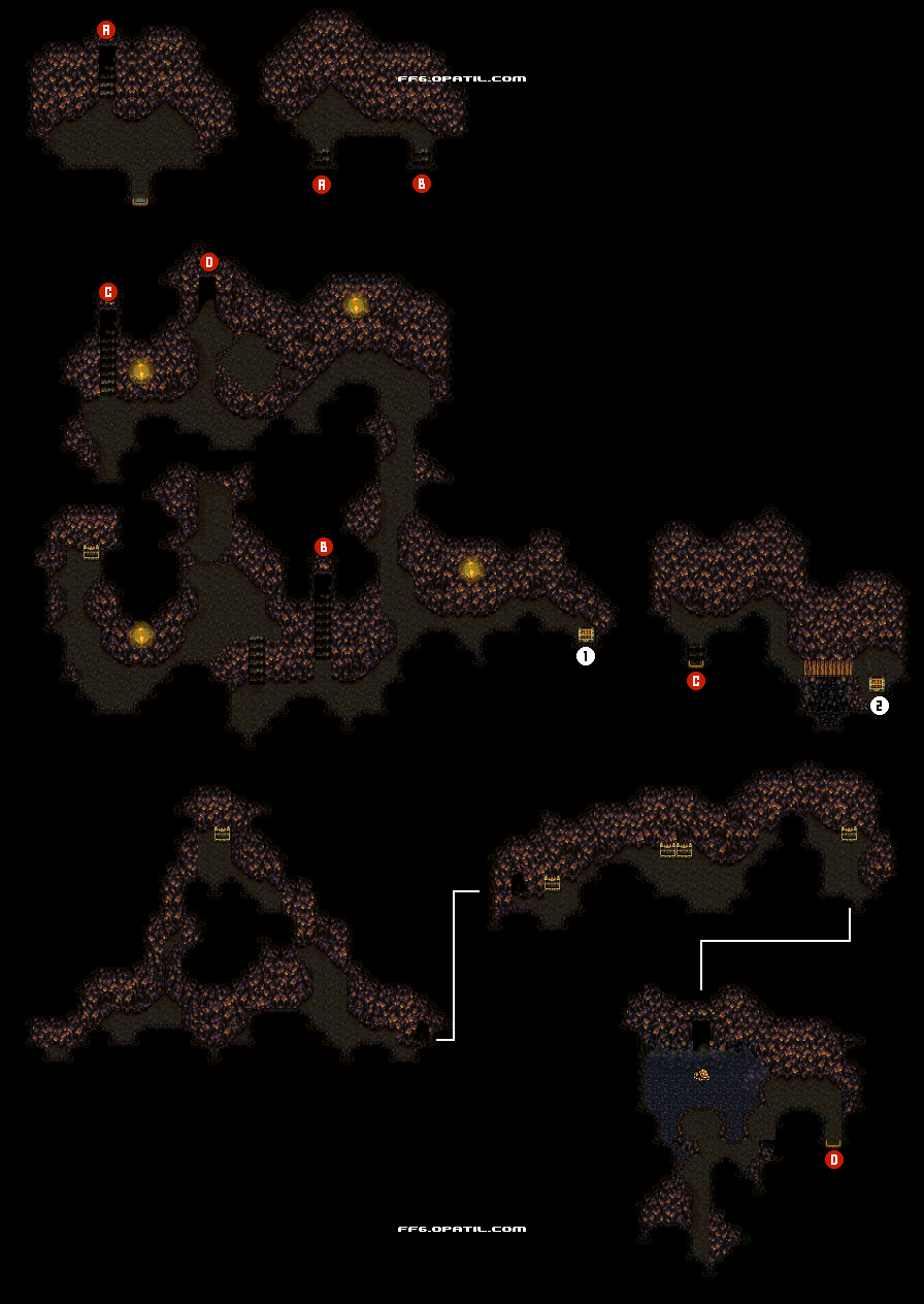 サウスフィガロの洞窟（世界崩壊後） マップ画像：ファイナルファンタジー6 攻略