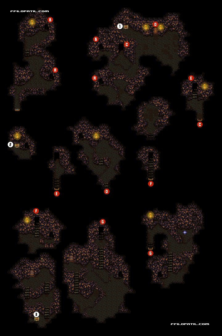 獣ヶ原の洞窟 マップ画像：ファイナルファンタジー6 攻略