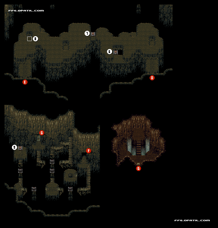 三角島の洞窟2 マップ画像：ファイナルファンタジー6 攻略