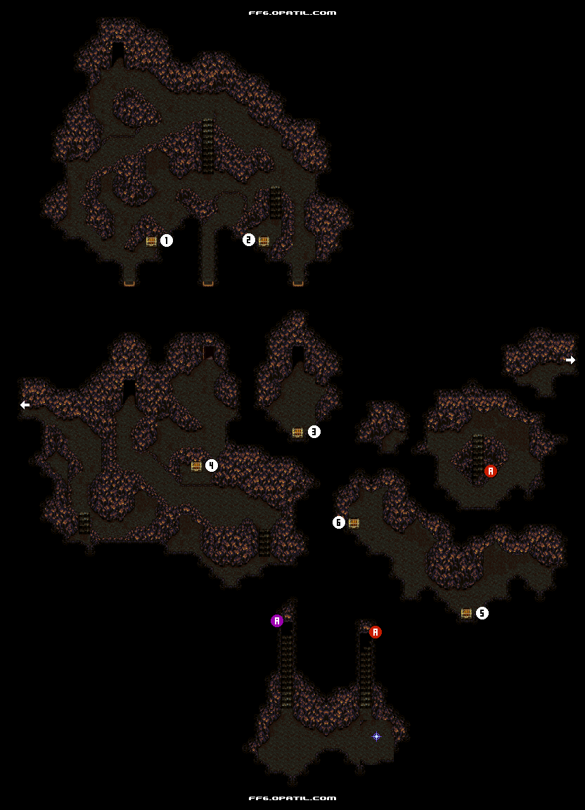 古代城への洞窟 マップ画像：ファイナルファンタジー6 攻略