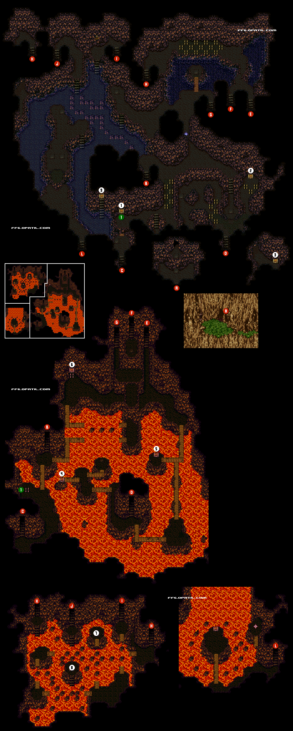 フェニックスの洞窟 マップ画像：ファイナルファンタジー6 攻略