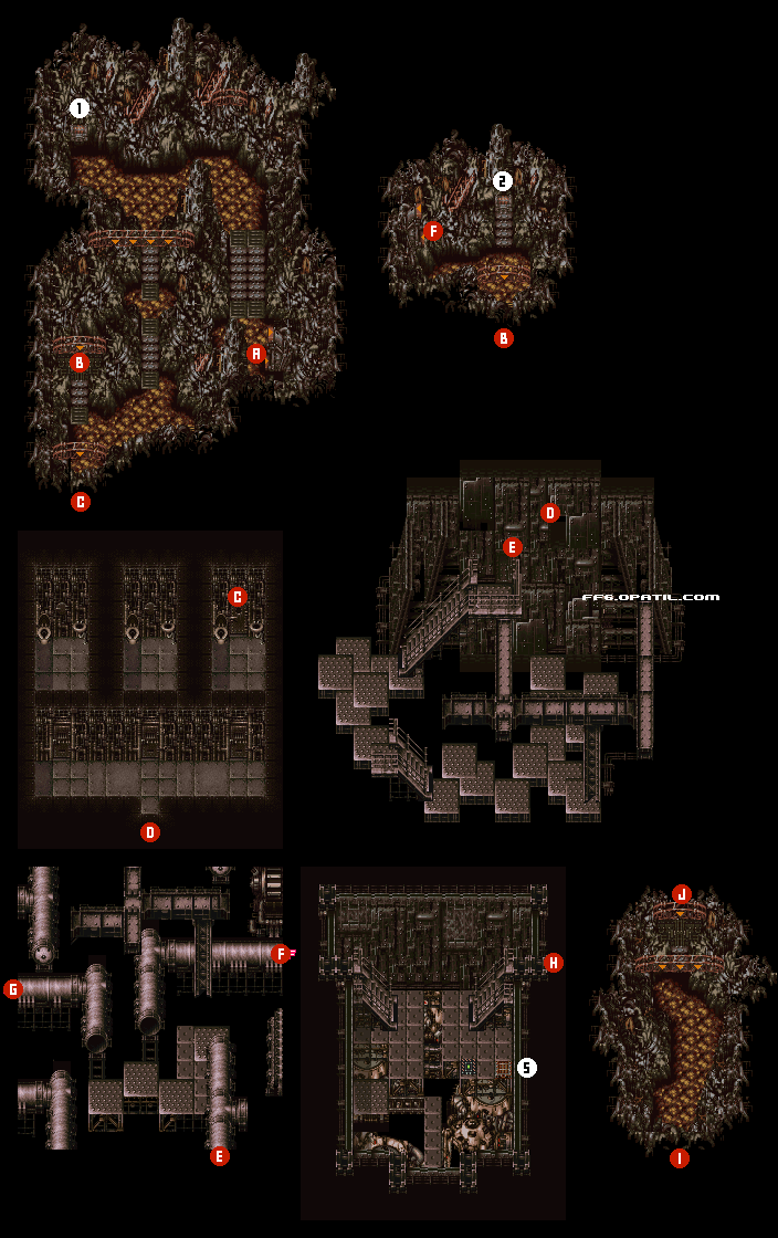 瓦礫の塔・中央ルート2 マップ画像：ファイナルファンタジー6 攻略
