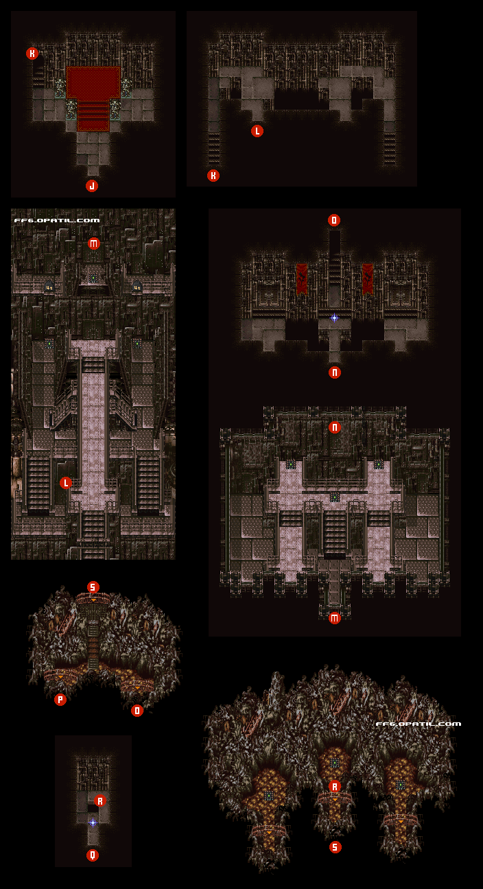瓦礫の塔・中央ルート3 マップ画像：ファイナルファンタジー6 攻略