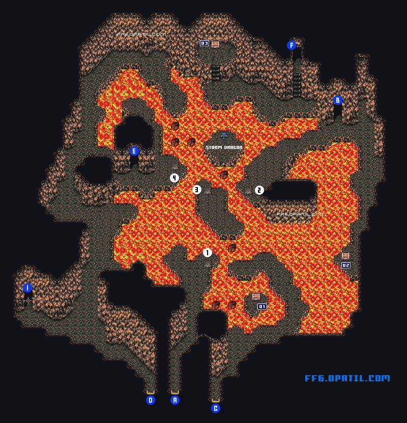 灼熱の迷宮（竜の巣） マップ画像：ファイナルファンタジー6 攻略