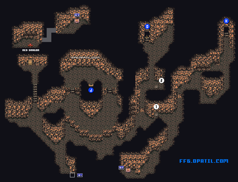 炎の迷宮（竜の巣） マップ画像：ファイナルファンタジー6 攻略