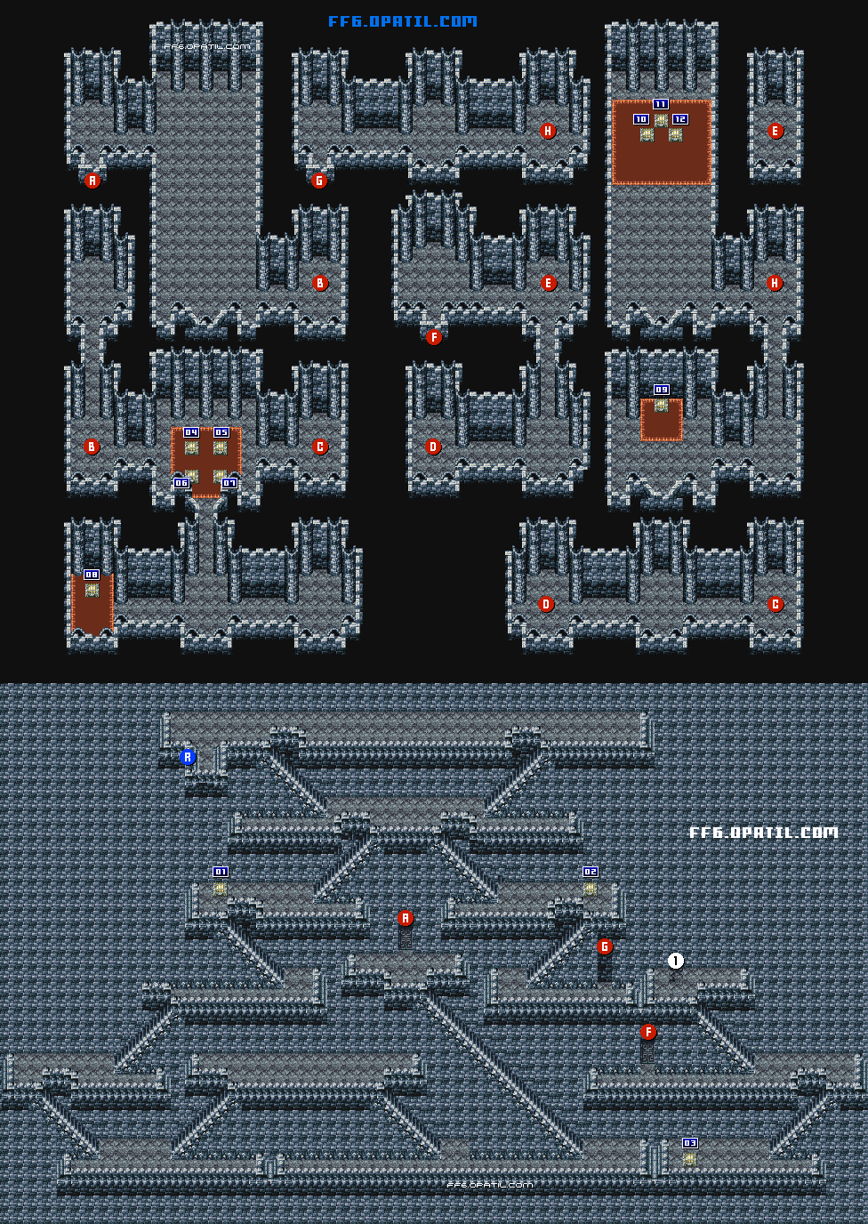 竜の神殿回廊・竜の神殿宝物庫（竜の巣） マップ画像：ファイナルファンタジー6 攻略
